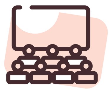 Sinema salonu, illüstrasyon, beyaz arkaplan üzerindeki vektör.