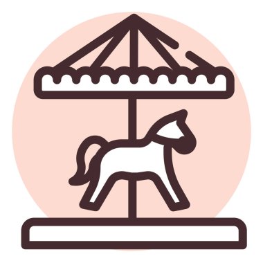 Sirk çocuğu atlıkarınca, illüstrasyon, beyaz arka planda vektör..