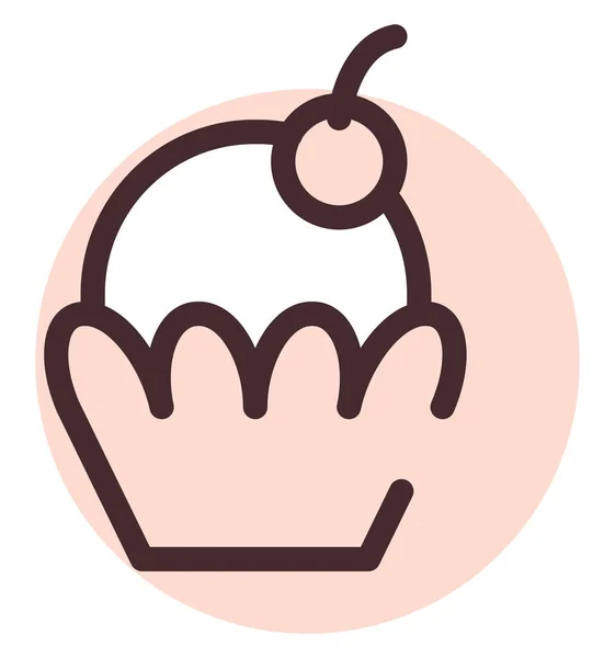 Muffin Mit Kirsche Der Spitze Illustration Vektor Auf Weißem Hintergrund — Stockvektor