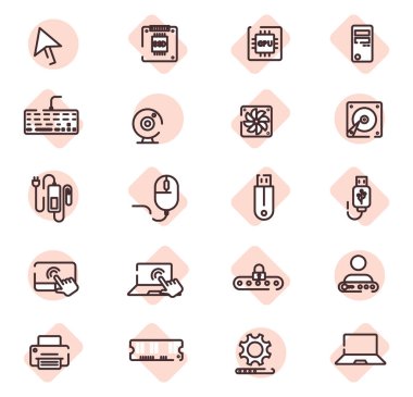 Beyaz arkaplandaki bilgisayar grafikleri, illüstrasyon, vektör.