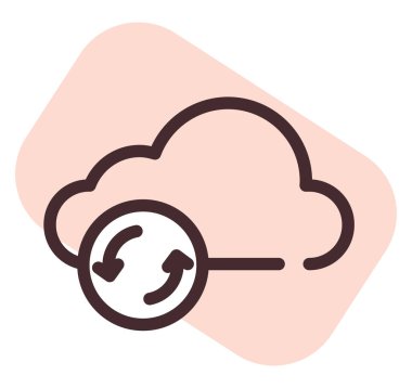 Bilgisayar bulut senkronizasyonu, illüstrasyon, beyaz arkaplan üzerindeki vektör.