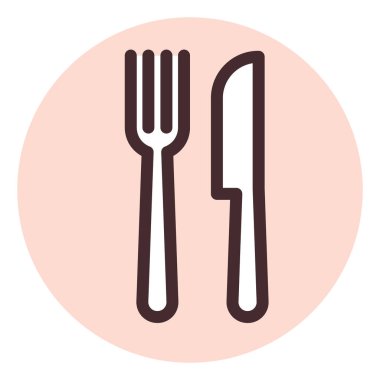 Çatal ve bıçak, illüstrasyon, beyaz arkaplanda vektör..