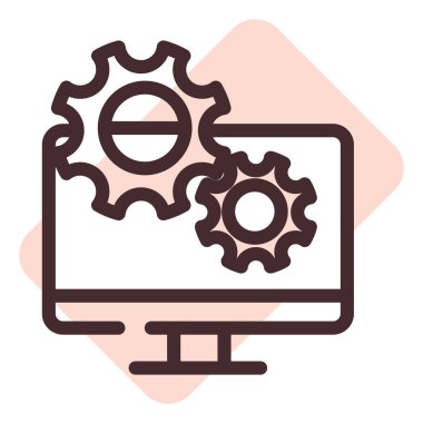 Beyaz arkaplan üzerindeki bilgisayar optimizasyon ayarları, illüstrasyon, vektör.