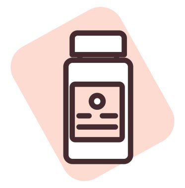 Beyaz arkaplandaki hap kutusu, illüstrasyon, vektör.