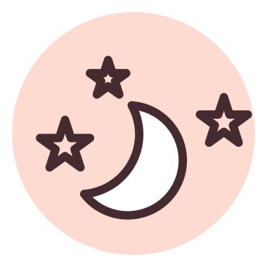 Gece, illüstrasyon, beyaz arka plandaki vektör..