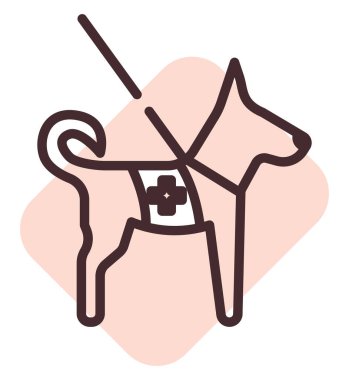 Engelli köpeği, illüstrasyon, beyaz arkaplan üzerindeki vektör.