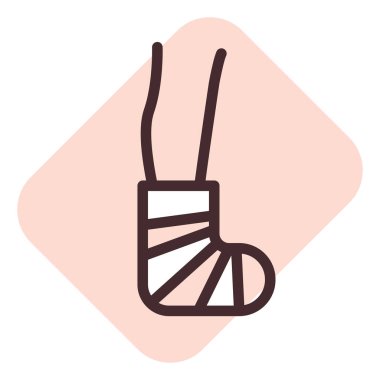 Kırık bacak, illüstrasyon, beyaz arka planda vektör.