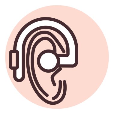 Beyaz arkaplanda engelli işitme cihazı, illüstrasyon, vektör.