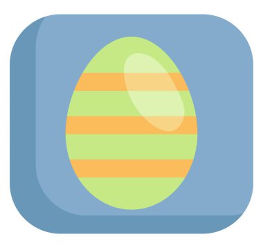 Sarı çizgili yeşil yumurta, illüstrasyon, beyaz arka planda vektör..