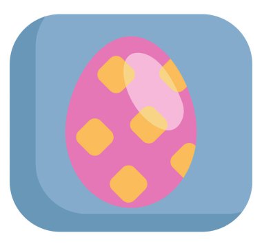 Sarı detaylı pembe paskalya yumurtası, illüstrasyon, beyaz arka planda vektör.