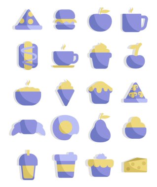 Gıda simgesi seti, illüstrasyon, beyaz arkaplan üzerindeki vektör.