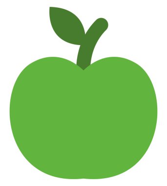 Yeşil elma, illüstrasyon, beyaz arkaplandaki vektör.