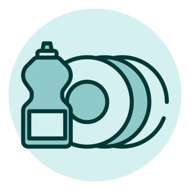 Temiz bulaşık makinesi, illüstrasyon, beyaz arka planda vektör..