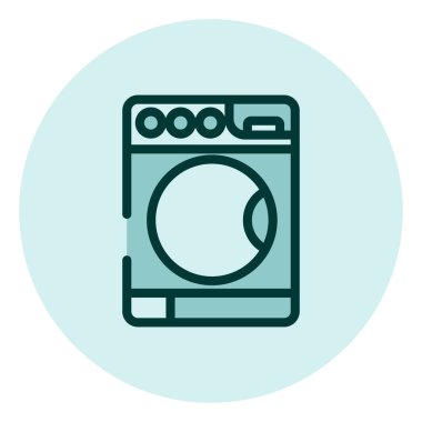 Çamaşır makinesi, illüstrasyon, beyaz arkaplandaki vektör.