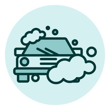 Araba yıkama, illüstrasyon, beyaz arka plandaki vektör..