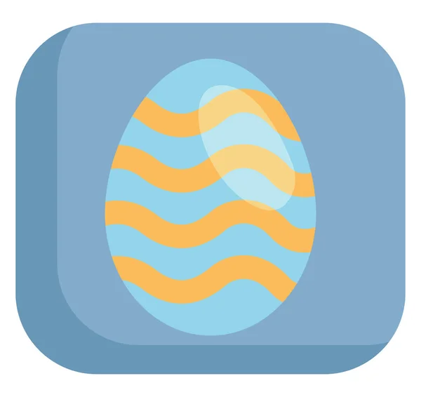 Blue Easter Egg Yellow Stripes Illustration Vector White Background — Stock Vector