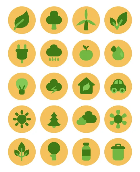 Ecologia Verde Illustrazione Vettore Sfondo Bianco — Vettoriale Stock