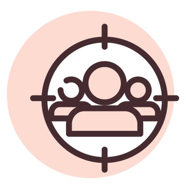 Beyaz zemin üzerinde pazarlama hedefi, illüstrasyon, vektör.