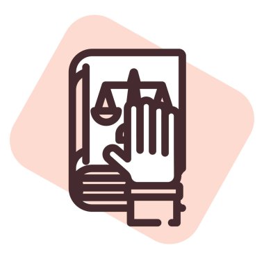 Yemin hukuku, illüstrasyon, beyaz arkaplan üzerindeki vektör.