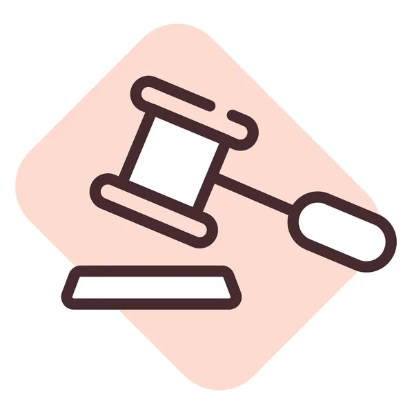 Giudice Hammer Legge Illustrazione Vettore Sfondo Bianco — Vettoriale Stock
