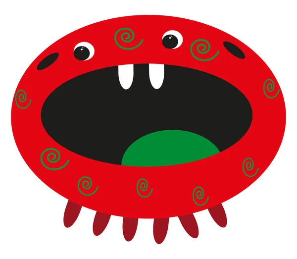 Rotes Ovales Monster Illustration Vektor Auf Weißem Hintergrund — Stockvektor