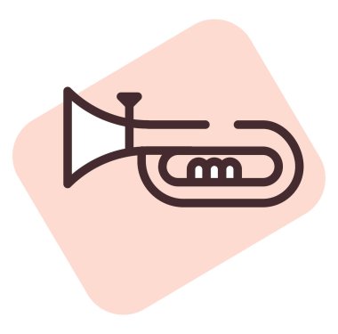 Klasik trompet müziği, illüstrasyon, beyaz arkaplan üzerindeki vektör.