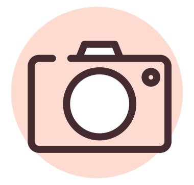 Telefon kamerası, illüstrasyon, beyaz arkaplandaki vektör.