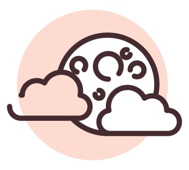 Bulutlu ay, illüstrasyon, beyaz arkaplandaki vektör.