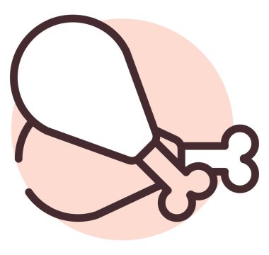 Restoranda kızarmış tavuk, resimleme, beyaz arka planda vektör..