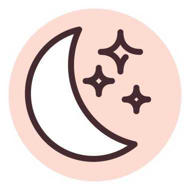 Yıldızlı ay, illüstrasyon, beyaz arkaplanda vektör.