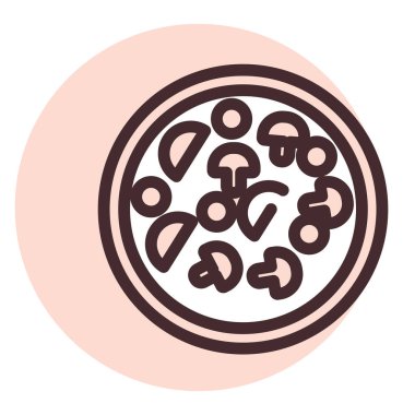 Restoran pizzası, illüstrasyon, beyaz arka planda vektör..