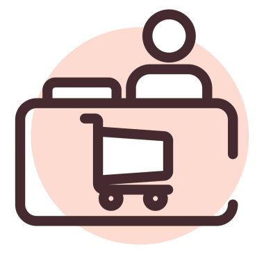 Alışveriş merkezi kasiyeri, illüstrasyon, beyaz arka planda vektör.