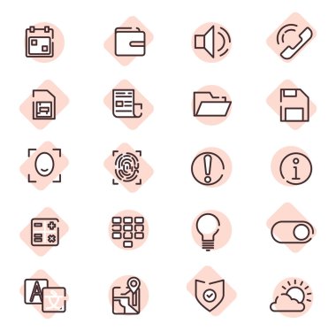 Telefon seçenekleri, illüstrasyon, beyaz arkaplan üzerindeki vektör.