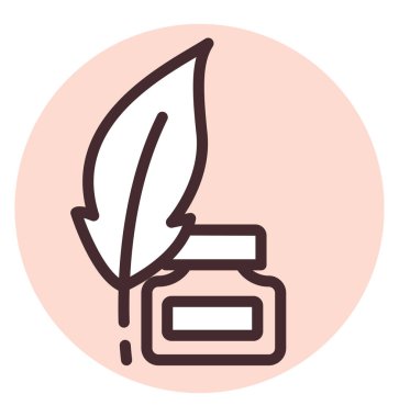 Kırtasiye mürekkebi ve tüy kalemi, illüstrasyon, beyaz arkaplan üzerindeki vektör.