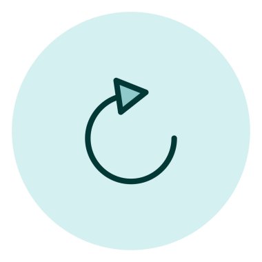 Beyaz arkaplan üzerindeki simgeyi, illüstrasyonu, vektörü döndür.