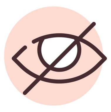 Beyaz arkaplanda simge, illüstrasyon ve vektörü gizle.