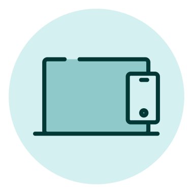 Beyaz arkaplan üzerindeki ekran paylaşım simgesi, illüstrasyon, vektör.