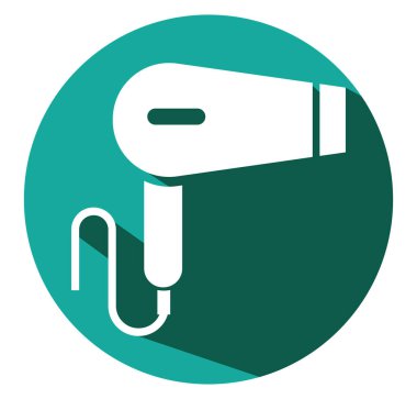 Beyaz saç kurutma makinesi, illüstrasyon, beyaz arkaplanda vektör.