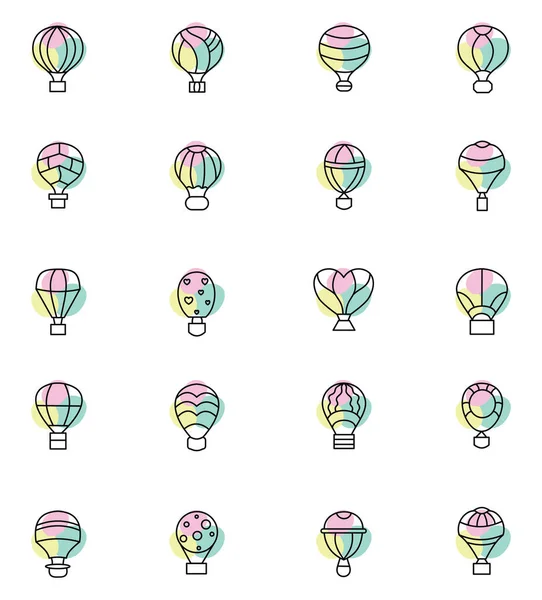 Verschiedene Heißluftballons Illustration Vektor Auf Weißem Hintergrund — Stockvektor