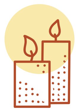 İki yanan mum, illüstrasyon, beyaz arkaplanda vektör..