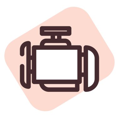 Araba motoru, illüstrasyon, beyaz arkaplandaki vektör.