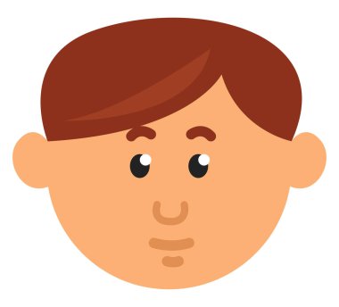 Koyu kahverengi saçlı çocuk, resimli, beyaz arka planda vektör..