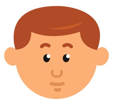 Taranmış kahverengi saçlı çocuk, illüstrasyon, beyaz arka planda vektör..