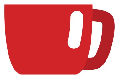 Kırmızı porselen bardak, illüstrasyon, beyaz arka planda vektör..