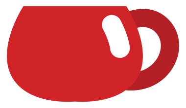 Kırmızı yuvarlak kahve fincanı, illüstrasyon, beyaz arka planda vektör..