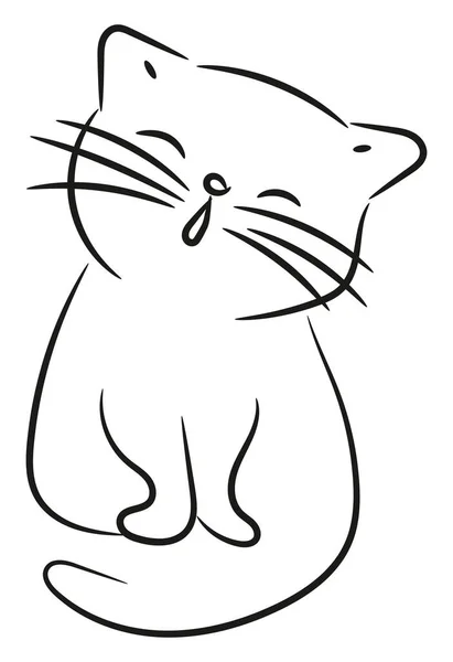 Gato Sentado Ilustración Vector Sobre Fondo Blanco — Archivo Imágenes Vectoriales