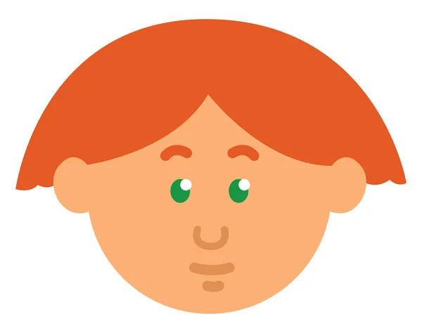 Mädchen Mit Kurzen Orangen Haaren Und Grünen Augen Illustration Vektor — Stockvektor