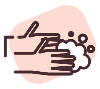 Covid 19 el yıkama, illüstrasyon, beyaz arkaplan üzerinde vektör.