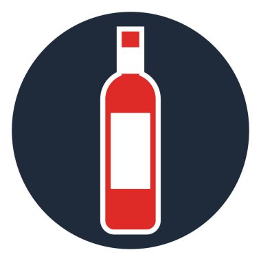 Kırmızı şarap şişesi, illüstrasyon, beyaz arka planda vektör..