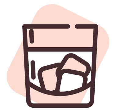 Buzlu viski, illüstrasyon, beyaz arkaplanda vektör.